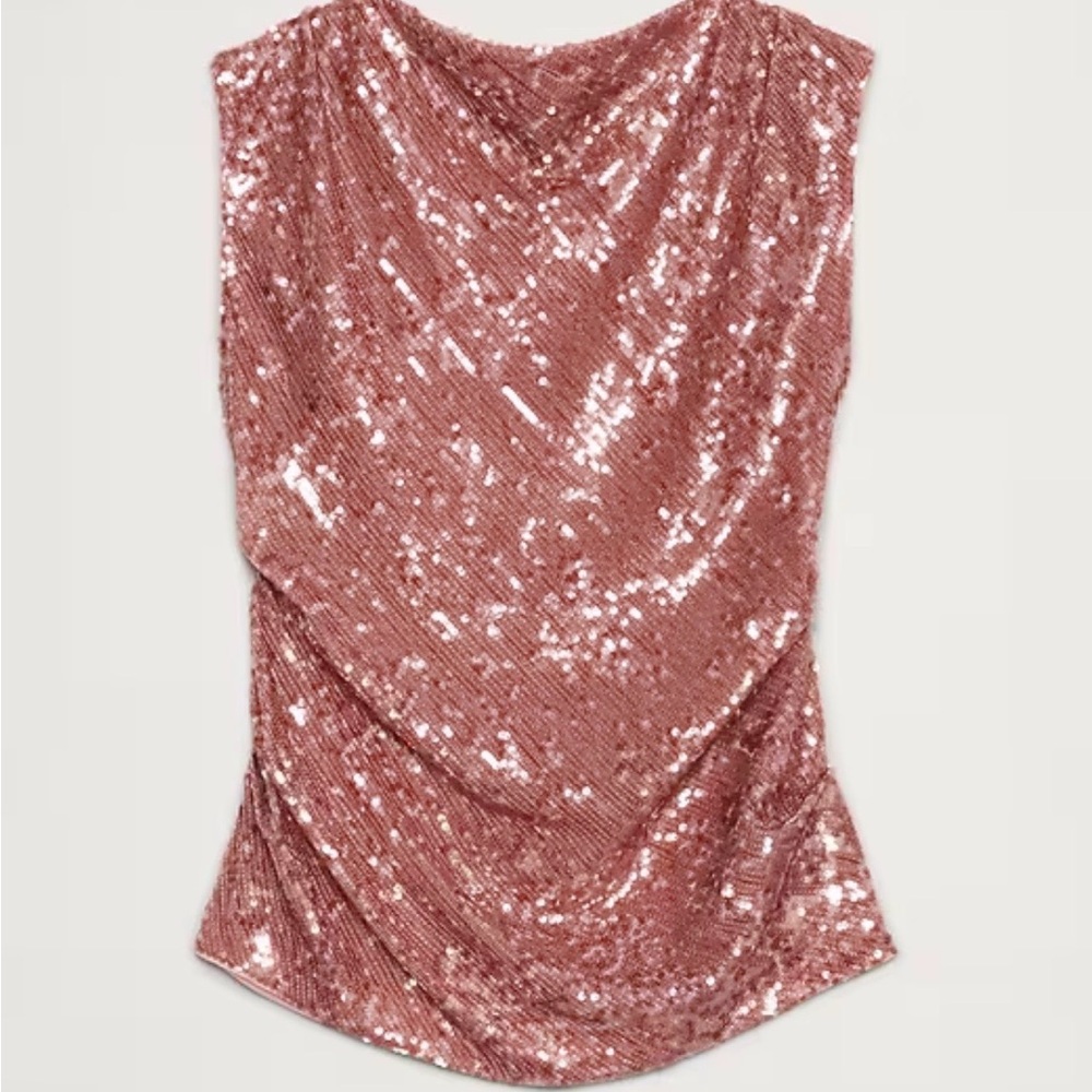 Stunning Banana Republic Sparkling Sequin Top in Rose